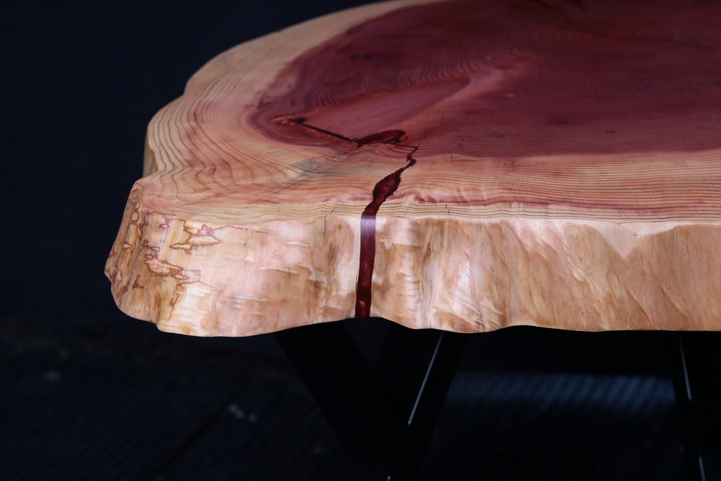 Red Wood Cookie Coffee Table