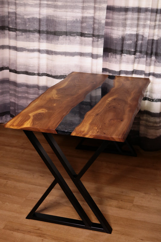 Anthracite Elm Live Edge Epoxy River Table