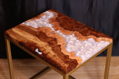 Pearlescent Burl Elm Side Table