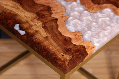 Pearlescent Burl Elm Side Table