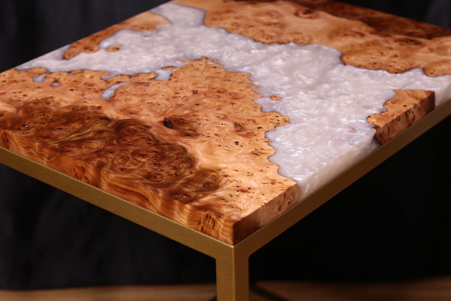 Pearlescent Burl Elm Side Table