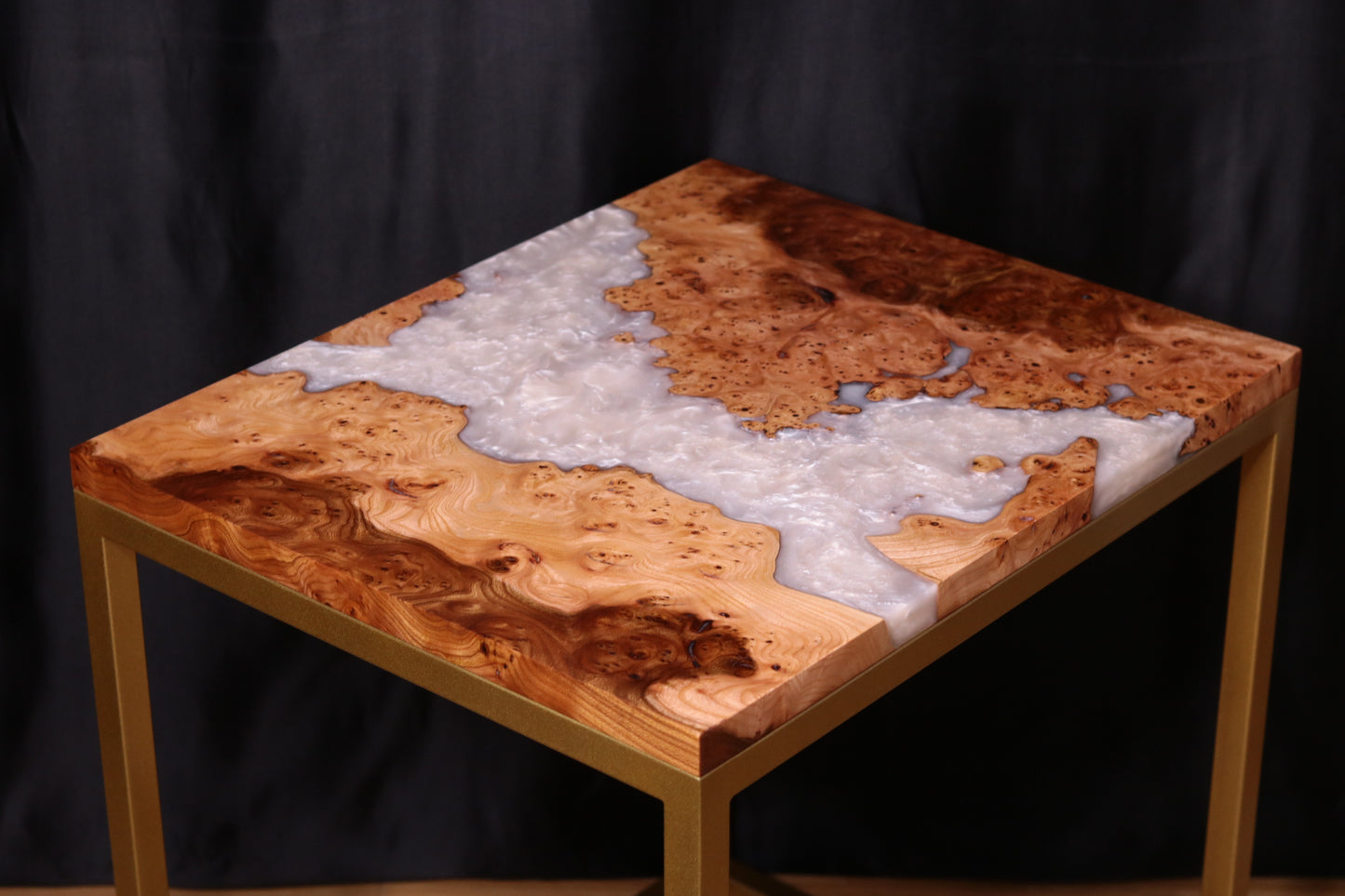 Pearlescent Burl Elm Side Table