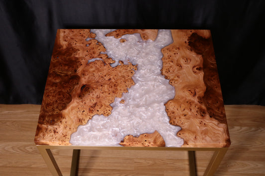 Pearlescent Burl Elm Side Table